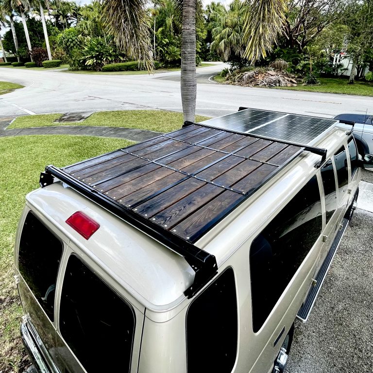 Custom made roof rack with solar